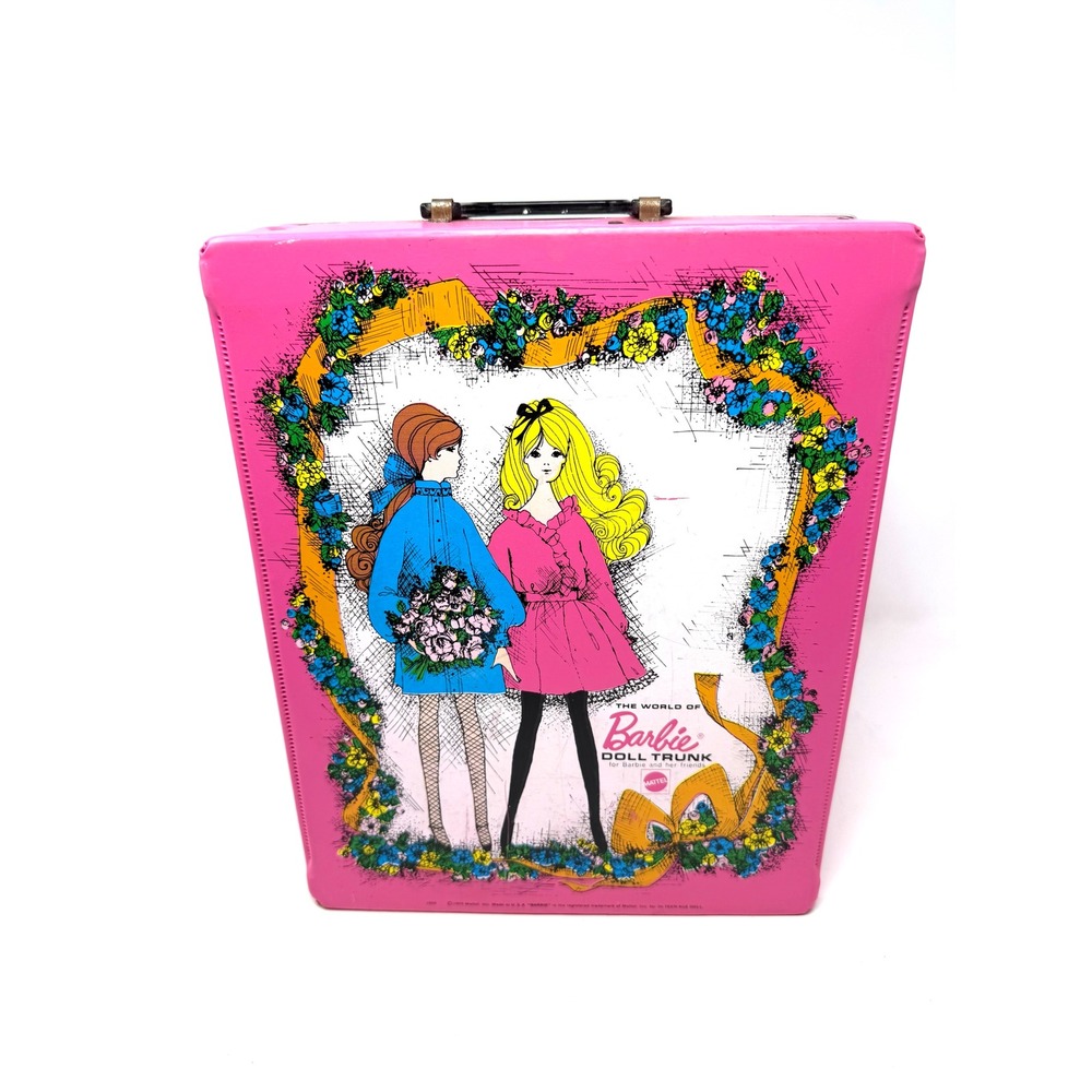 Vintage 1968 Mattel The World of Barbie Doll Trunk Pink Vinyl Carrying Case 1004